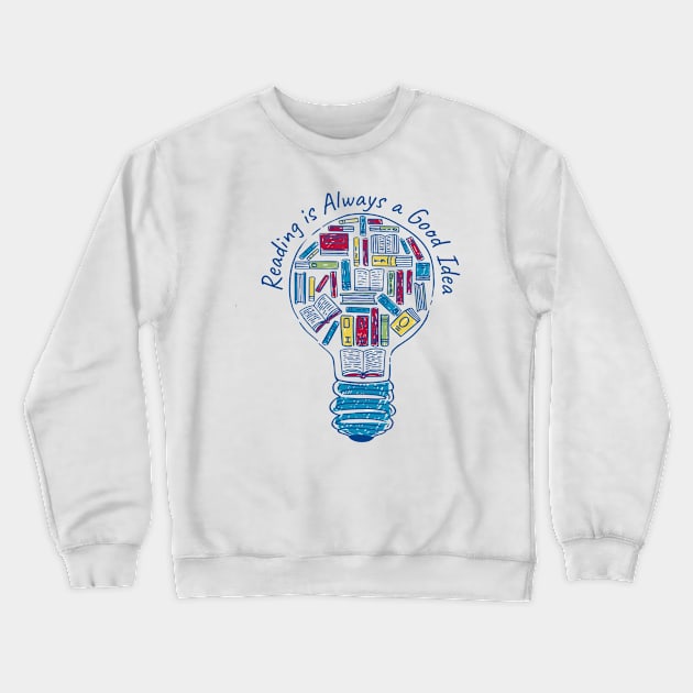 Lightbulb and reading books Crewneck Sweatshirt by mehdime